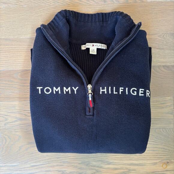 Tommy Hilfiger Quarter Zip Embroidered Knit Sweater - Picture 8 of 8